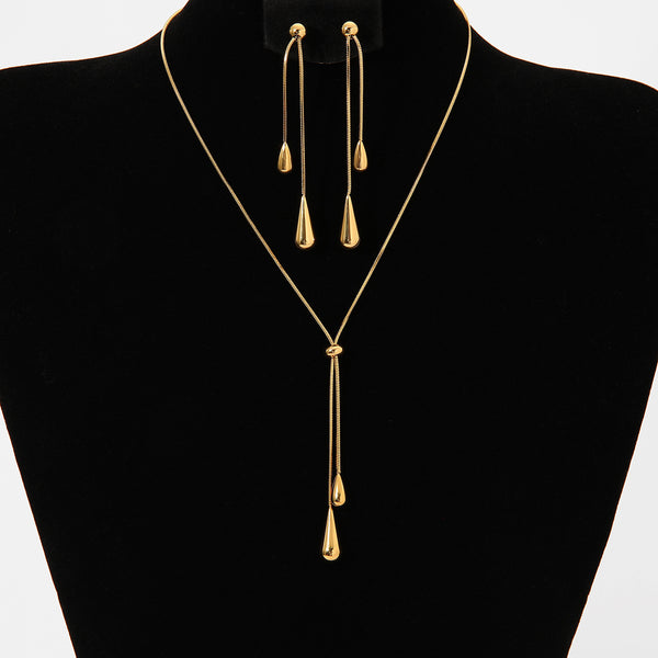 Long water drop pendant necklace
