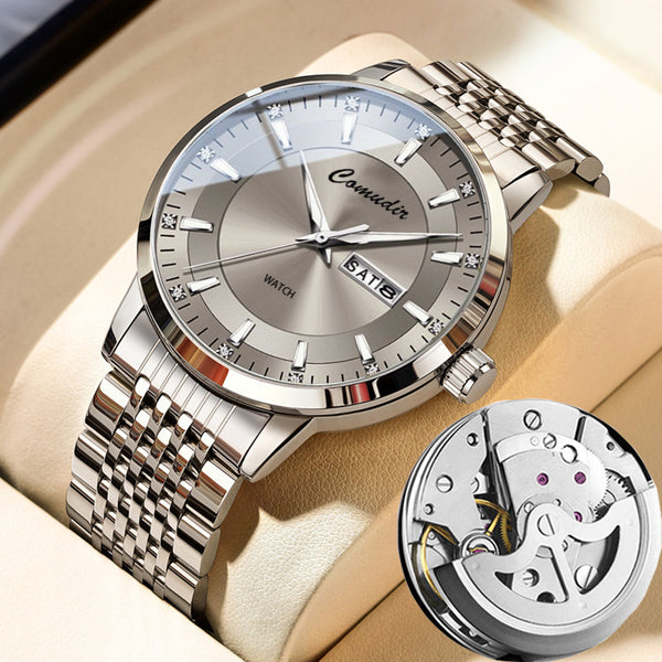 Fully automatic fake mechanical watch men's watch men's hollow waterproof luminous double calendar watch