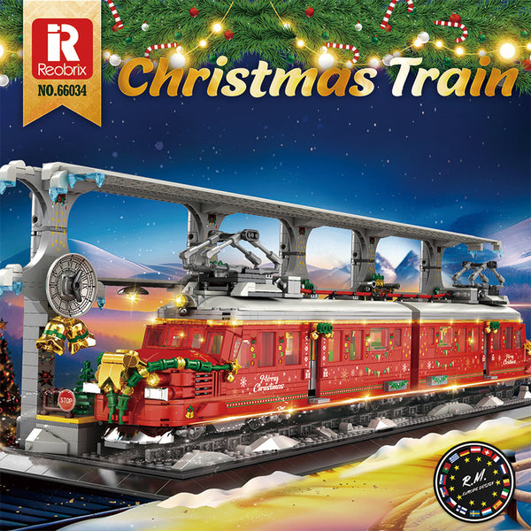Christmas train street view building block assembly toy