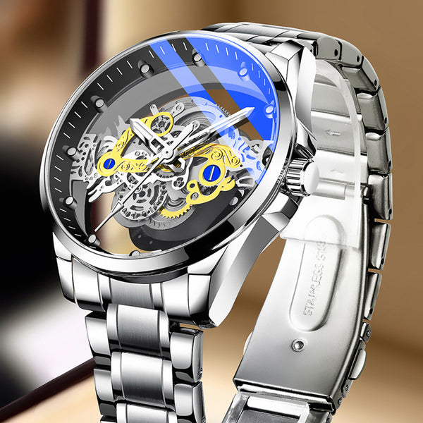 Double-sided hollow-out men's watch
