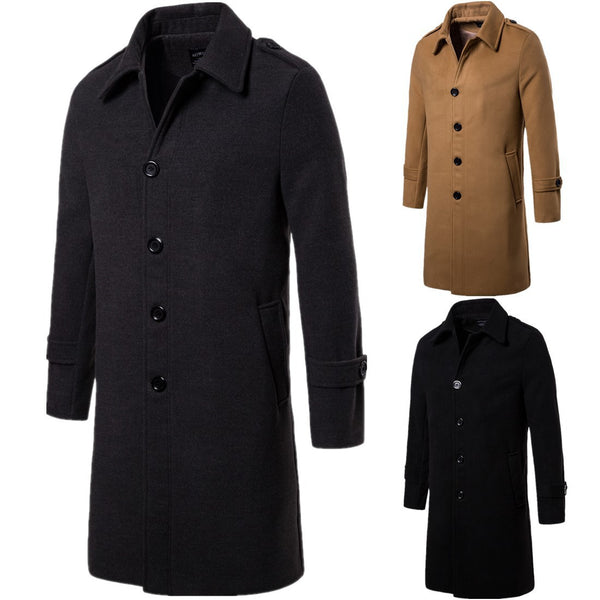 Men's long woolen coat