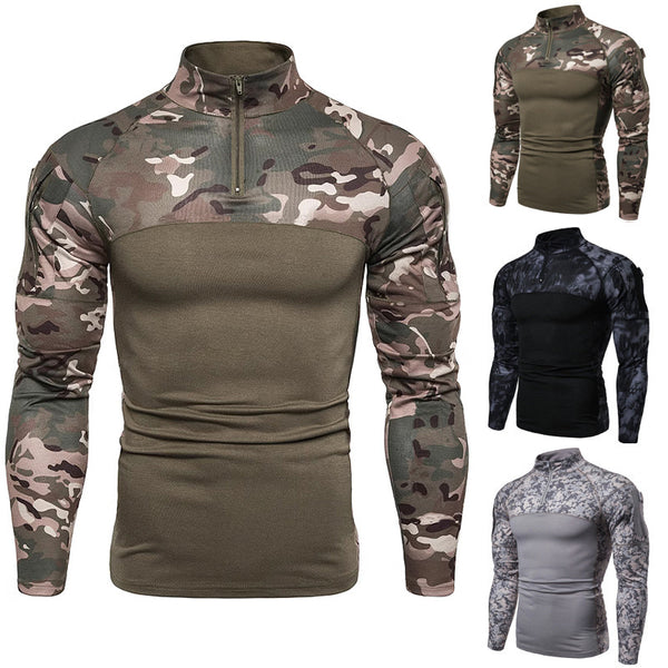 Men's Military Battlefield Outdoor Elastic Fitness Camouflage Long Sleeve T-Shirt