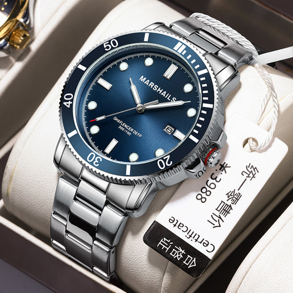 Men's watch waterproof luminous calendar diving quartz watch men's steel belt