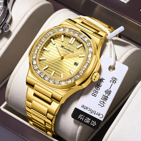 Fully automatic watch stainless steel strap calendar luminous waterproof men's watch