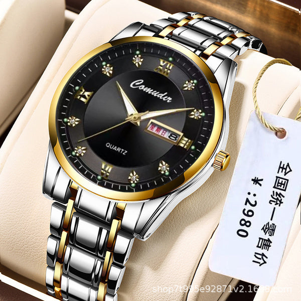 Men's Double Calendar Waterproof Quartz Watch