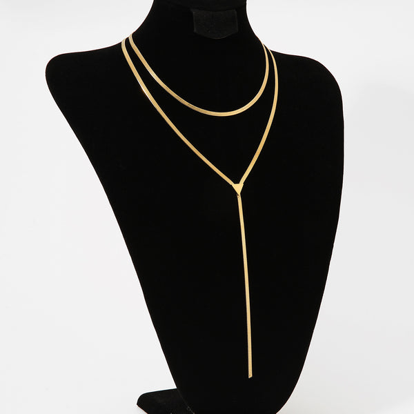 Long double-layer Y-shaped sweater chain