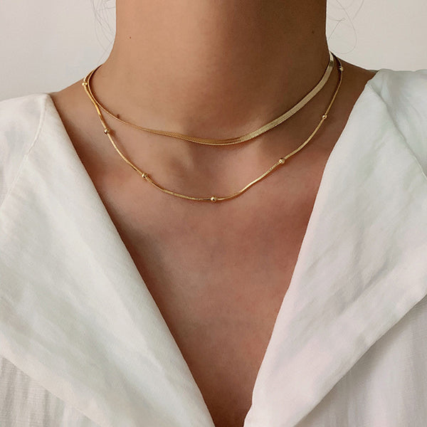 Double stacked stainless steel necklace
