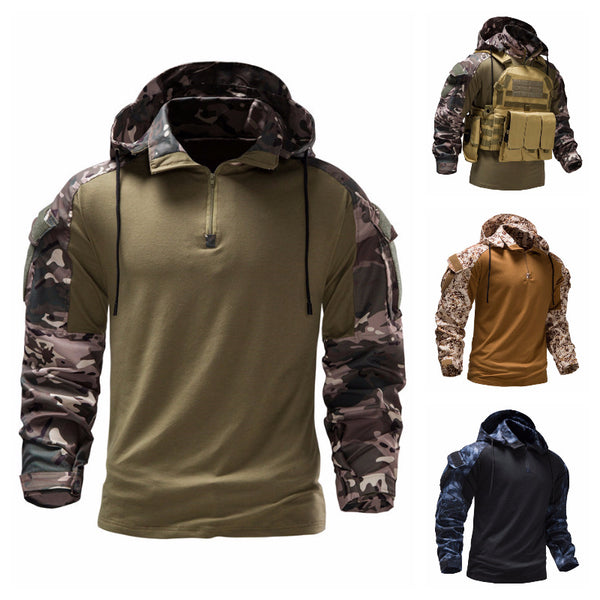 Camouflage hooded stretch sweater