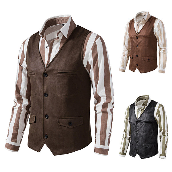 V-neck suede vest