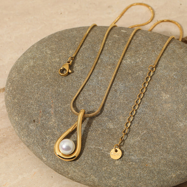 Stainless steel pearl irregular necklace