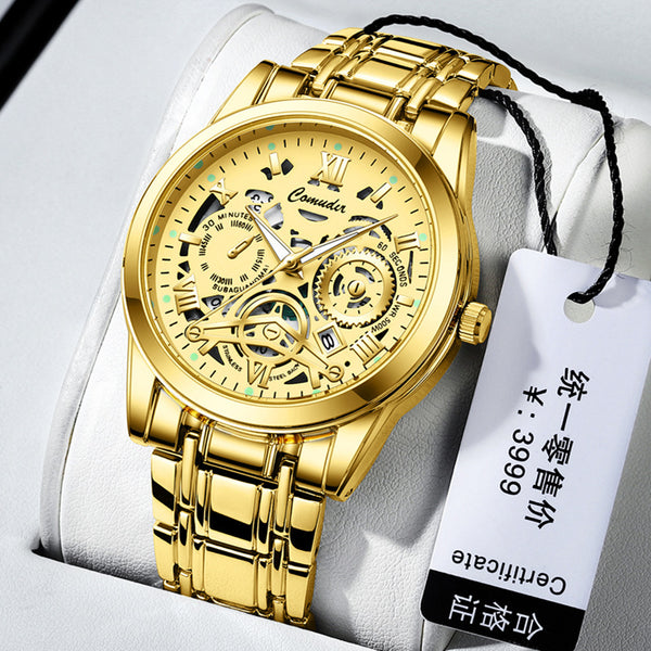 Hollow men's watch men's waterproof luminous calendar, fashion quartz watch
