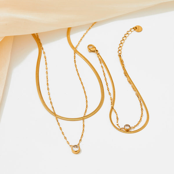 Stacked snake chain necklace