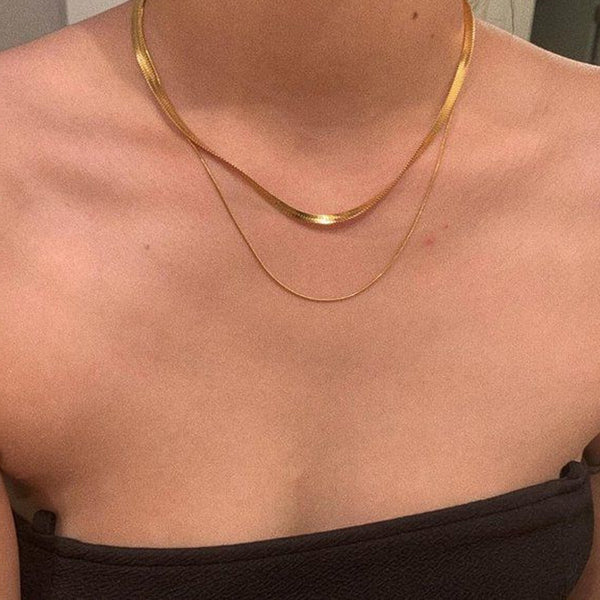Three-layer snake bone chain