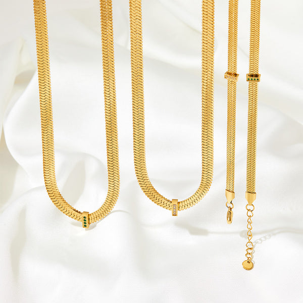 Flat snake chain necklace