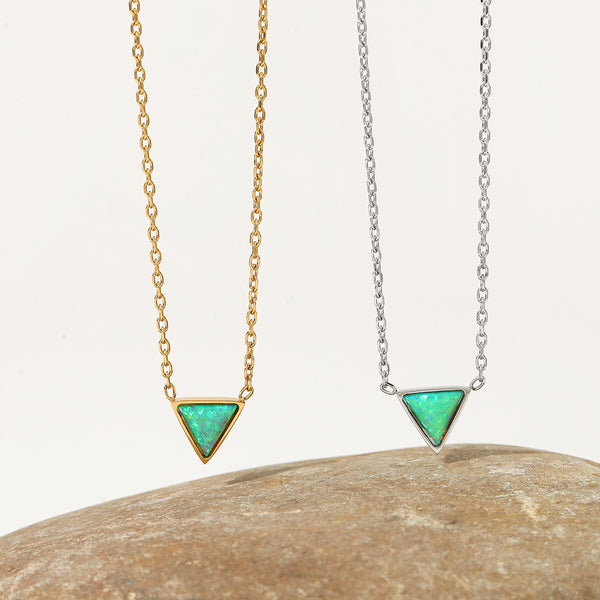 Natural stone triangular pendant necklace