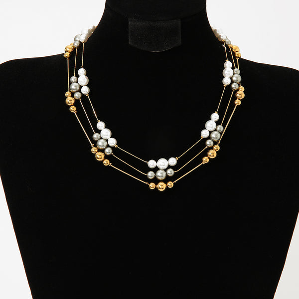 Size Steel Ball Pearl Clavicle Chain