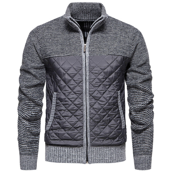 Knitted stand-up collar jacket