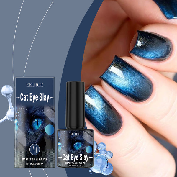 Cat's Eye Nail Polish Blue Black