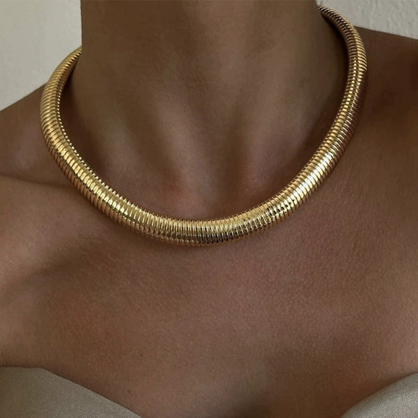 Spring necklace elastic wide snake bone chain