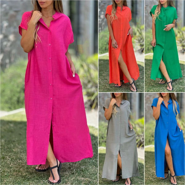 Short Sleeve Cardigan Dress