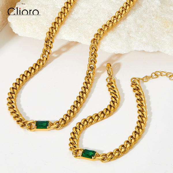 Cuban Chain Polished Jewelry Set