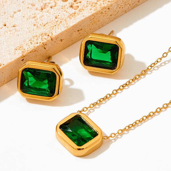 Sugar cube crystal pendant necklace