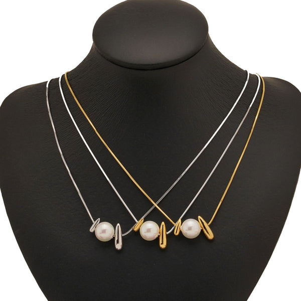 Stainless Steel Necklace Pearl Pendant Necklace