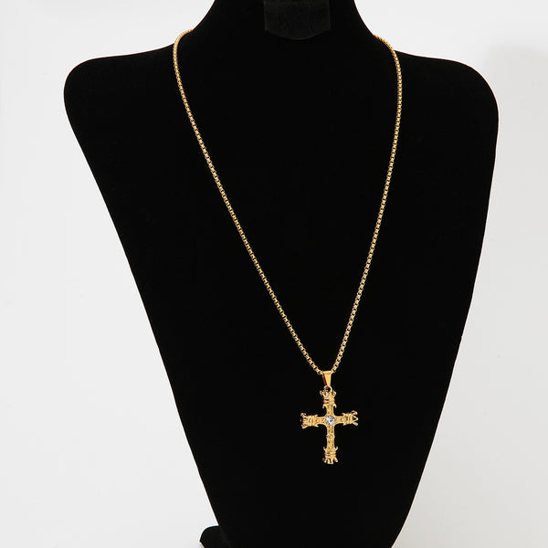 Light luxury high-end three-dimensional cross pendant necklace