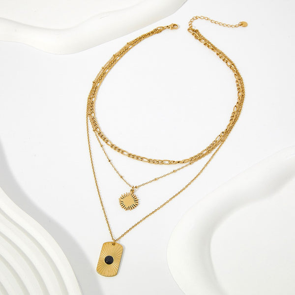 Double Stacked Necklace French Figaro Chain