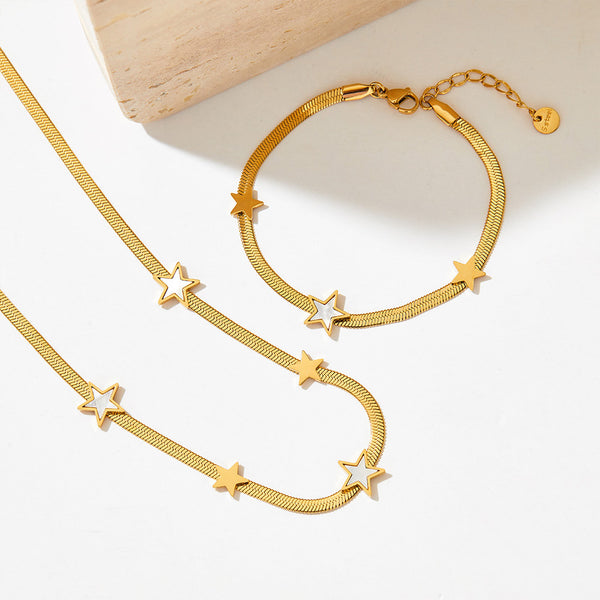 Pentagram Geometric Necklace Set