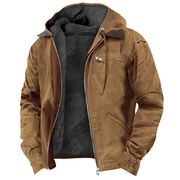 Solid color hooded cotton jacket