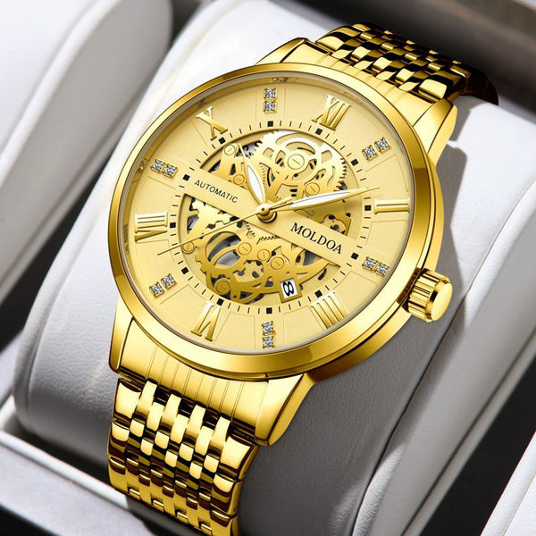 Hollow automatic mechanical watch waterproof business, luminous calendar men's watch