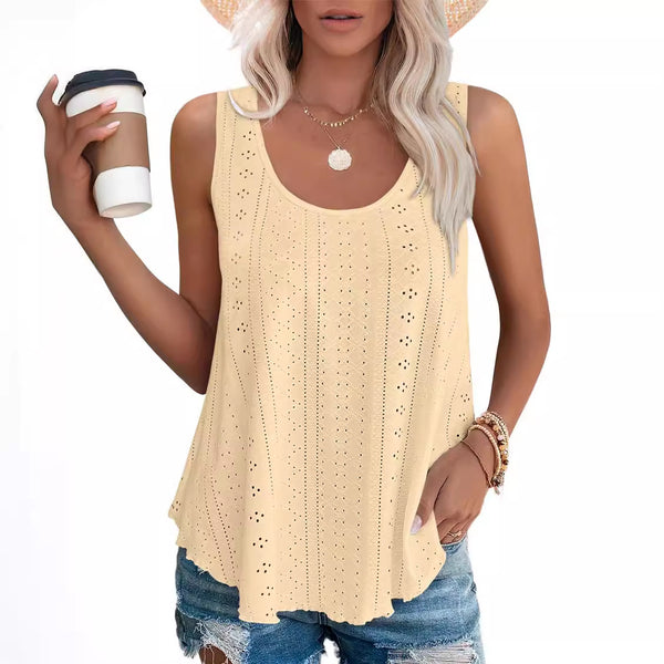 Crew neck loose sleeveless T-shirt top