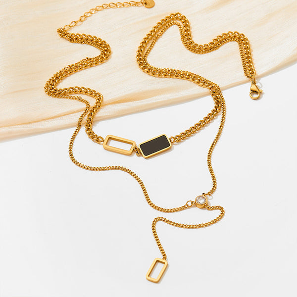 Double square pendant necklace