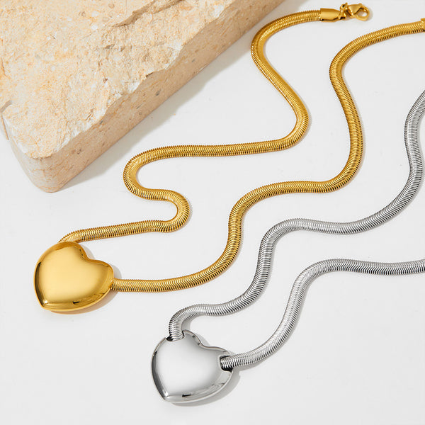 Love Necklace Stainless Steel Heart Collarbone Chain