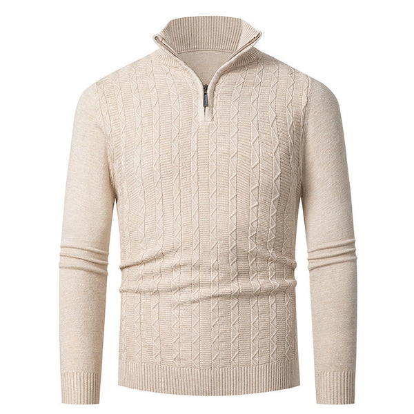 Casual semi-zipper knitted sweater