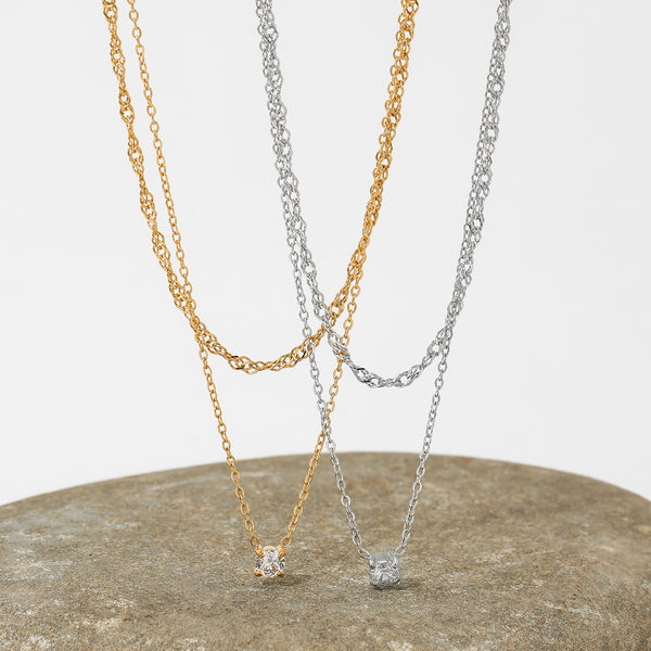 Double zircon pendant necklace