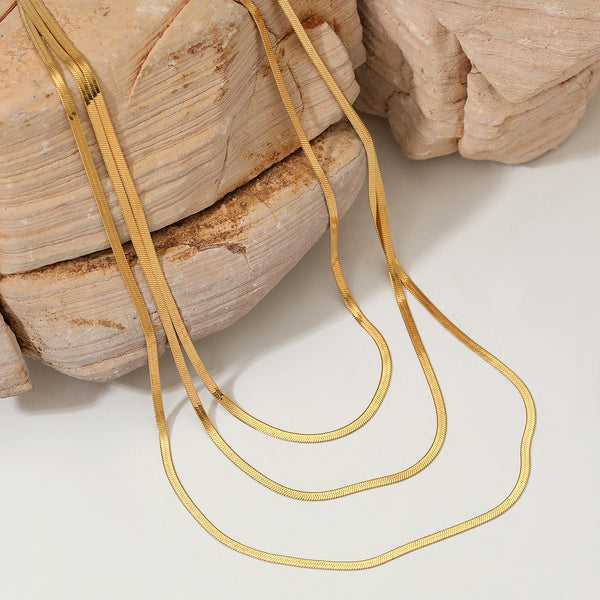 Stainless steel three-layer exquisite flat snake chain
