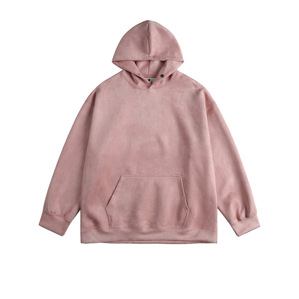 Suede Solid Color Hooded Sweater