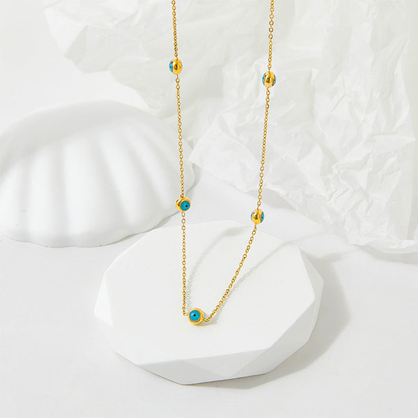 Dripping oil double-sided eye necklace