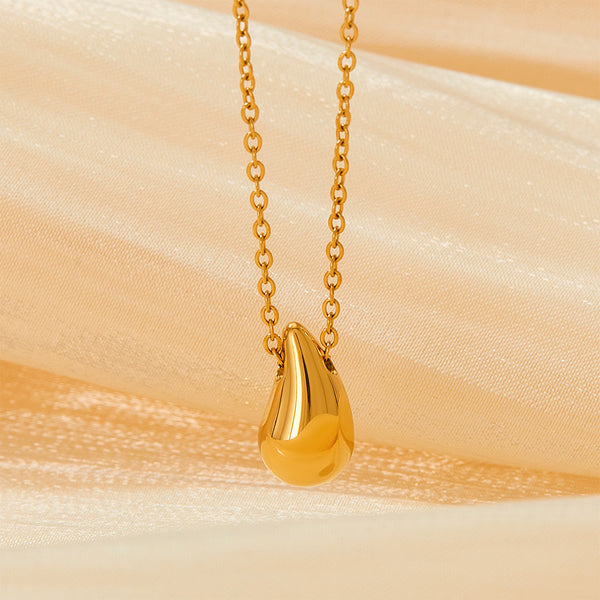 Water drop pendant stainless steel necklace