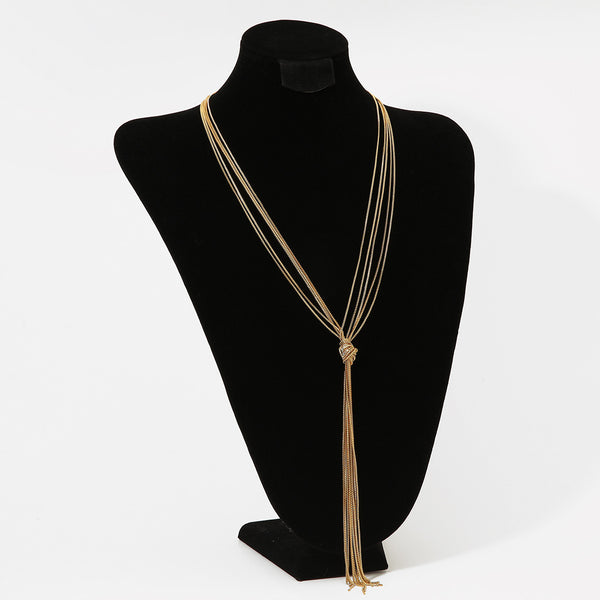 Extremely knotted five-layer chain necklace