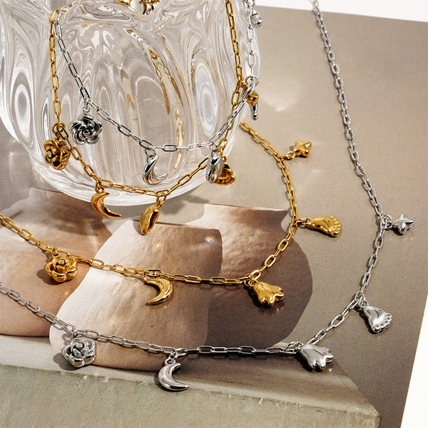 Stainless steel bracelet necklace set