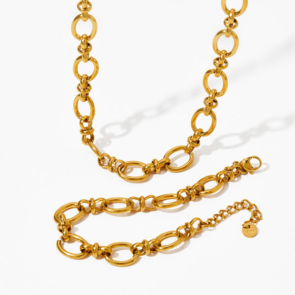 Cross Buckle Bracelet Necklace Set