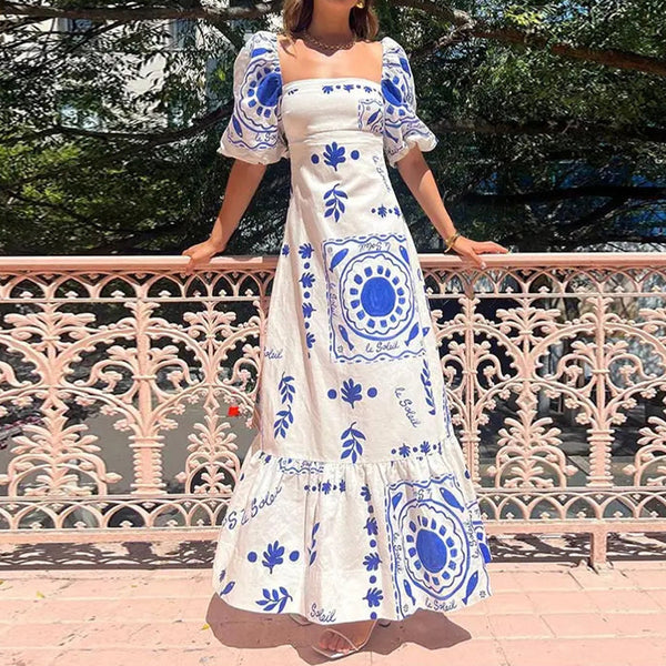 Lantern short-sleeved A-shaped pendulum dress