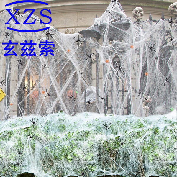 Halloween simulated spider web haunted house party decoration props