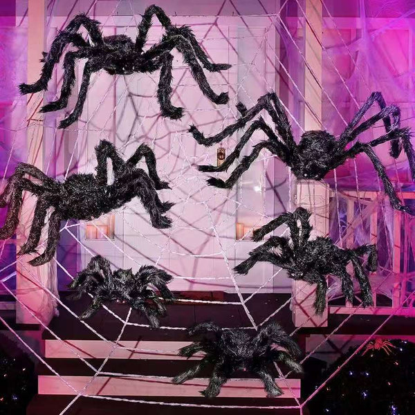 Halloween decoration big spider black soft-haired spider