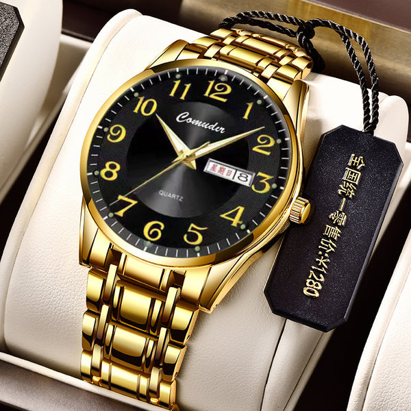 Men's double calendar waterproof quartz watch luminous watch