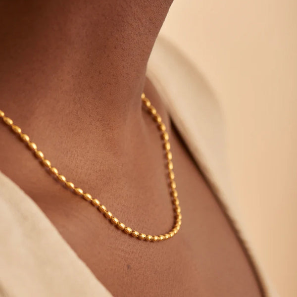 Oval Bead Chain Stainless Steel Necklace