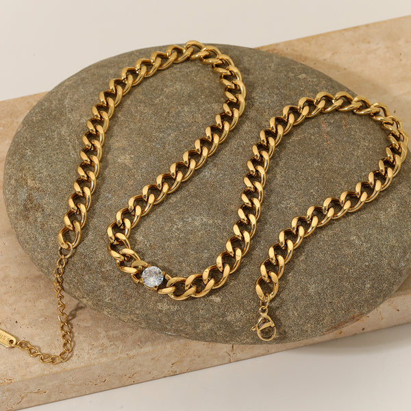 Light luxury inlaid zircon clavicle chain